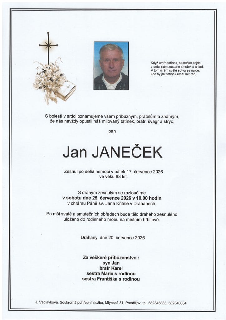 parte p. Jan Janecek | Pohřební služba Václavková a spol. s r.o.